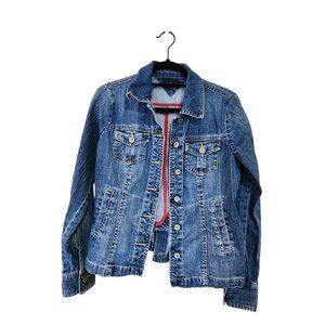 Tommy Hilfiger Womens Denim Jacket S Distressed Button-Up